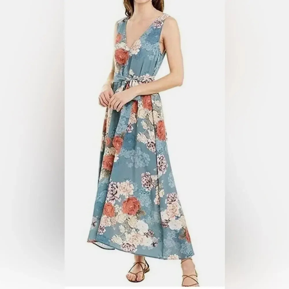 Johnny Was Jade Geles Silk Floral V Neck Midi Dress Size XS